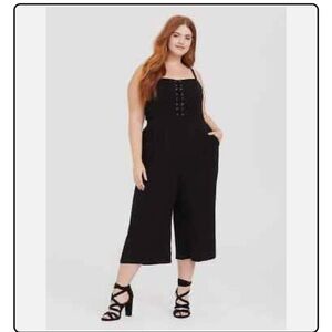 Torrid Black Tie-Front Jumpsuit Size 0 / Size 12